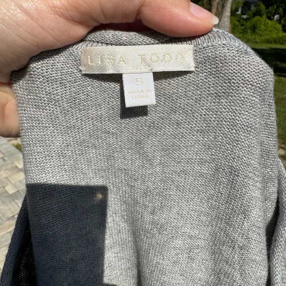 Lisa Todd Sweater Cashmere Cotton Side Button Slit Grey Size Small - Picture 10 of 11